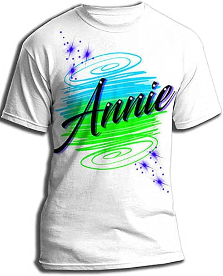 airbrush shirt designs Bulan 3 Digitally Airbrush Painted Personalized Custom Name Design Adult and Kids  T-Shirt White