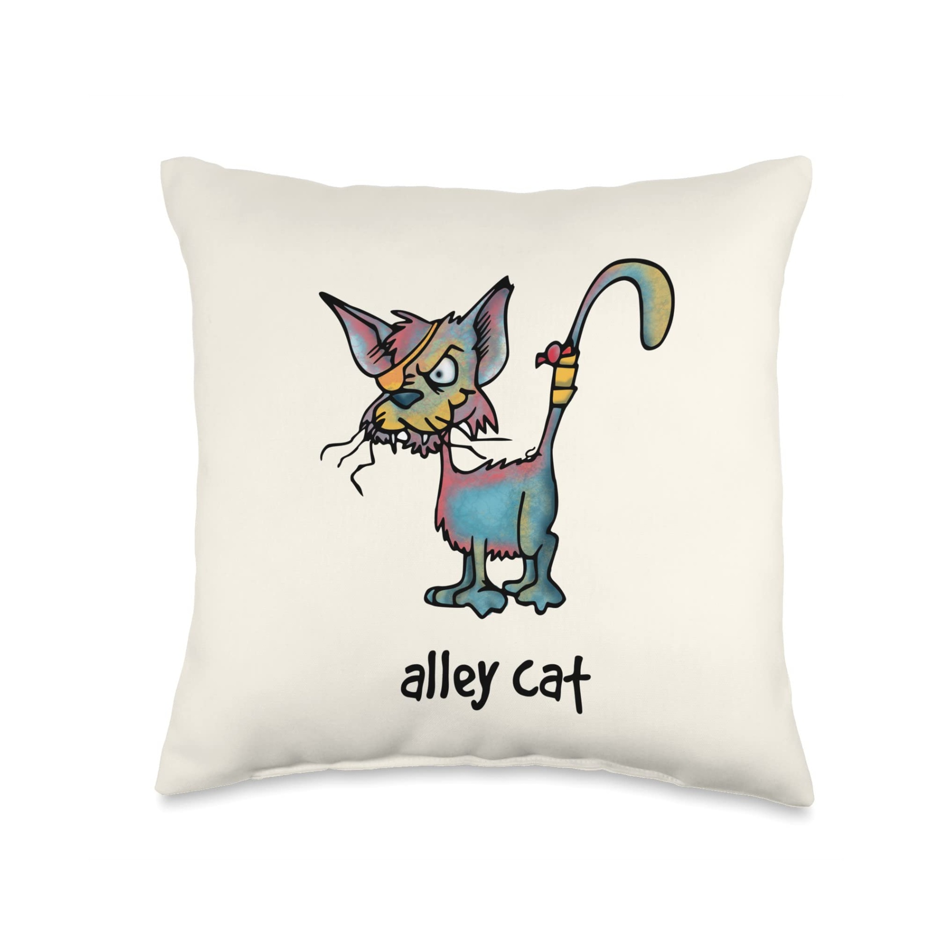 alley cat designs Bulan 5 Alley Cartoon-for cat Lovers with a Sense of Humor Throw Pillow, x,  Multicolor