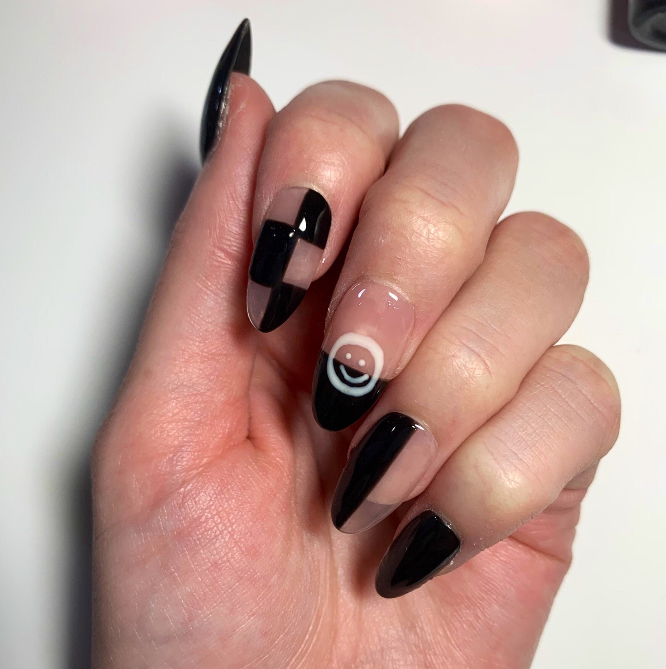 almond black nail designs Bulan 5 Black Nail Designs/ Almond Nails/ Press on Nails/ Glue on Nails