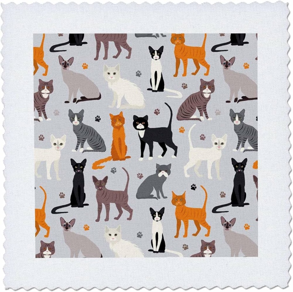 alley cat designs Bulan 5 dRose Janna Salak Designs Cats - Alley Cat and Paw Print Pattern - Quilt  Squares (qs-70402-)