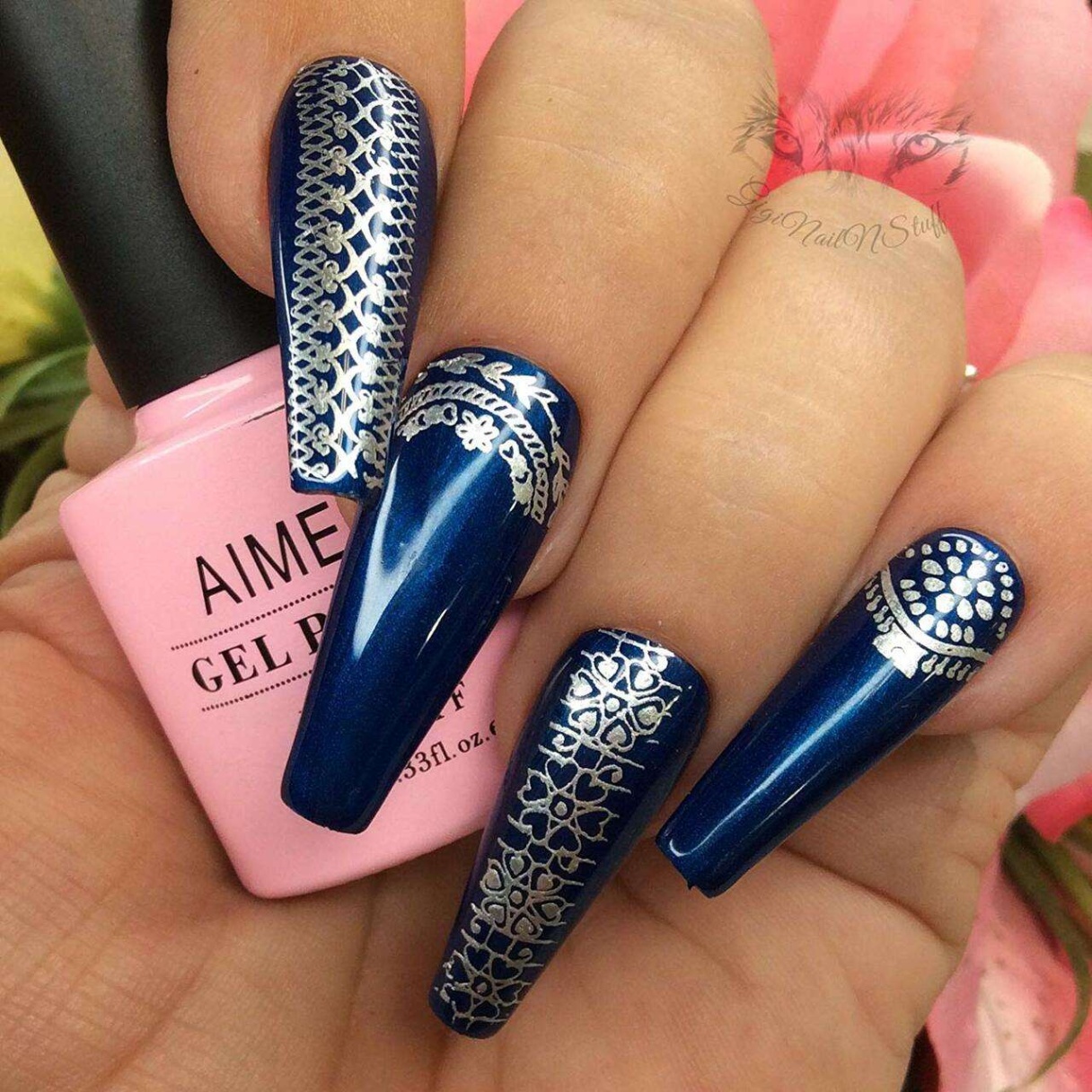 dark blue nail designs Niche Utama Home aimeili