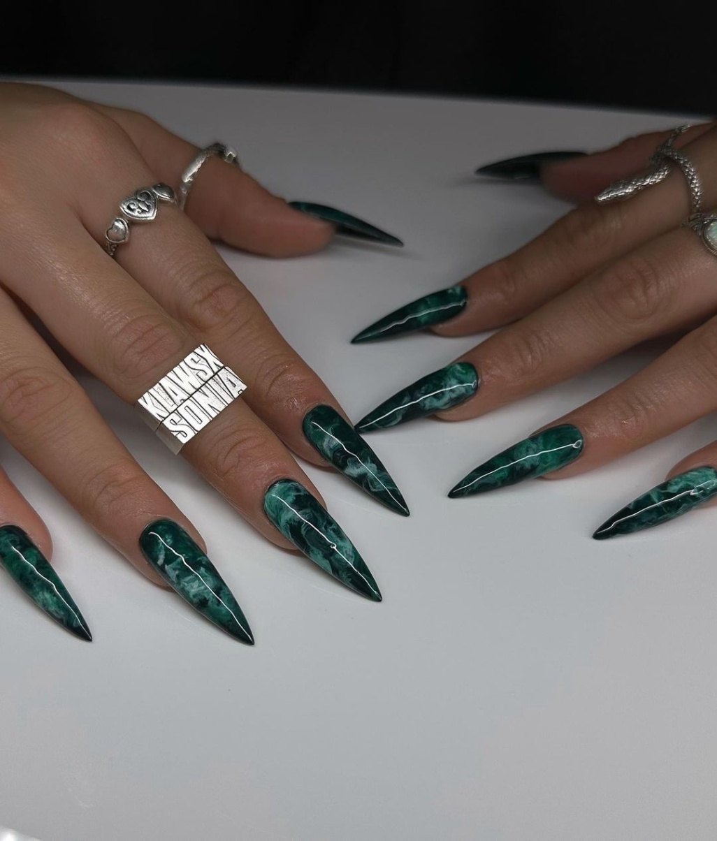 dark green nail designs Niche Utama Home  Dark Green Nail Ideas for Fall and Winter Manicures