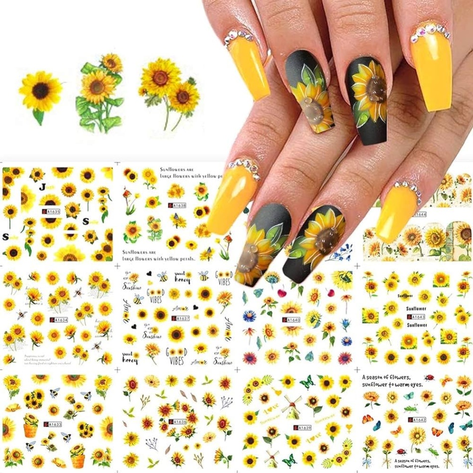 sunflower nail design Niche Utama Home m.media-amazon.com/images/I/sAWdoRL