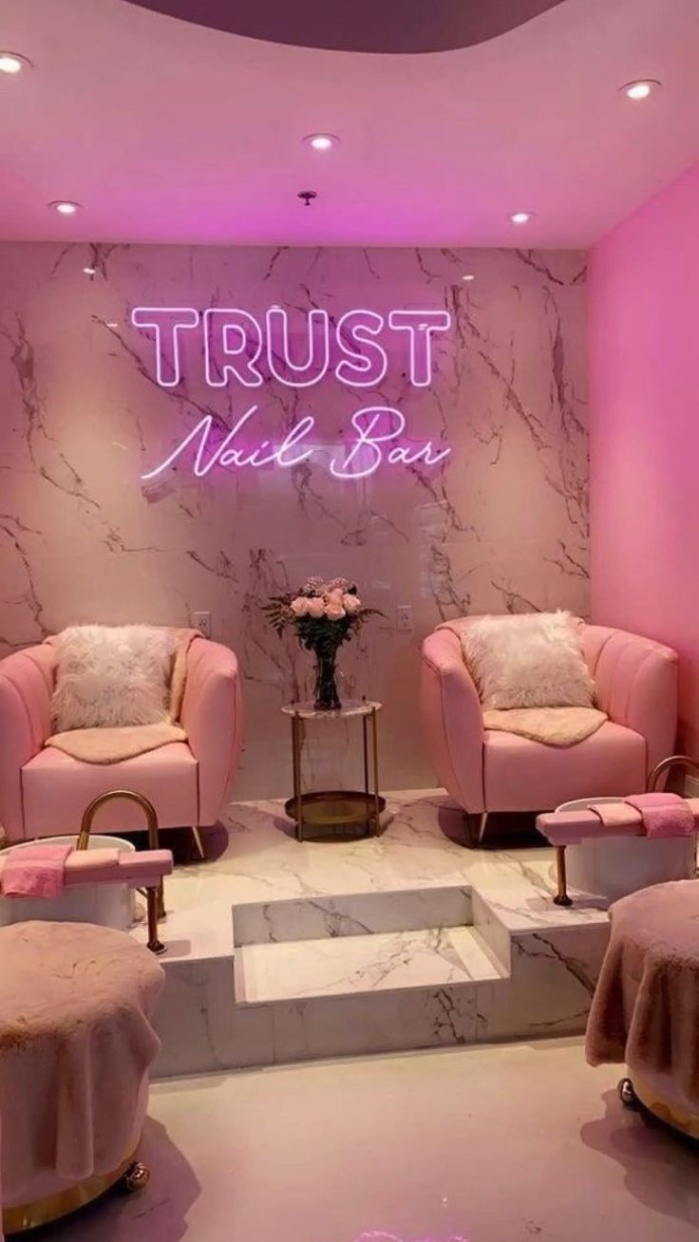 studio nail design Niche Utama Home Pink Nail Studio Decor: Trust Bubble Bar